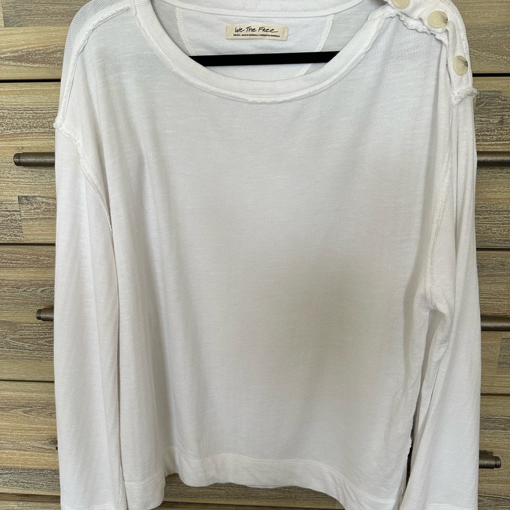 We The Free White Button-Shoulder Top